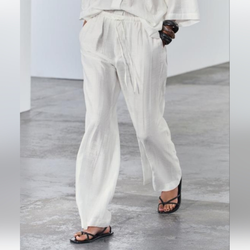 Zara Zw Collection Jacquard Pants Sz XL